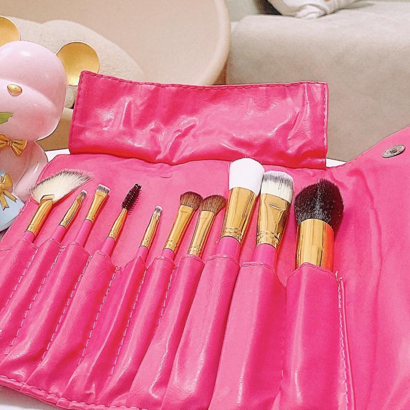 10PCS Makeup Brush Set with Red Bag