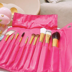 10PCS Makeup Brush Set with Red Bag