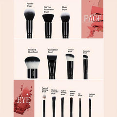 11-Piece Professional Makeup Brush Set with Synthetic Bristles