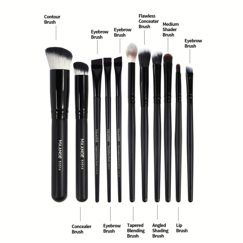 11-Piece Professional Makeup Brush Set with Synthetic Bristles