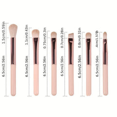 8pcs Portable Makeup Brush Set - Powder Eyeshadow Concealer Blush Lip Brushes