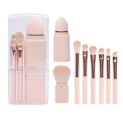 8pcs Portable Makeup Brush Set - Powder Eyeshadow Concealer Blush Lip Brushes