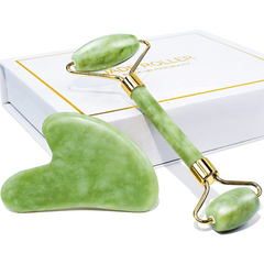 Jade Roller & Gua Sha Set for Skin Care Routine Green