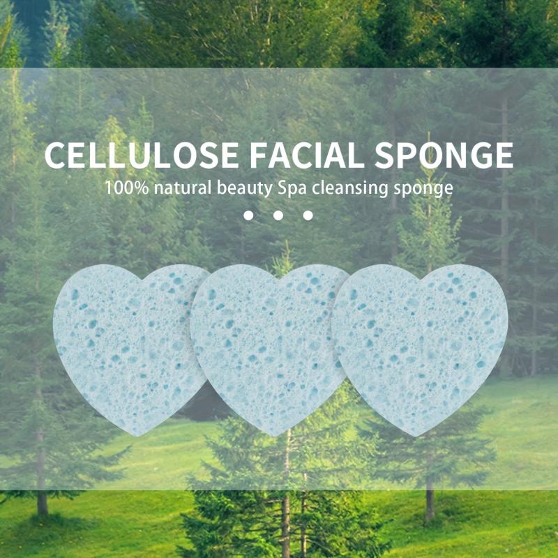 Heart Shape Facial Sponges Compressed Natural Cleansing Pads