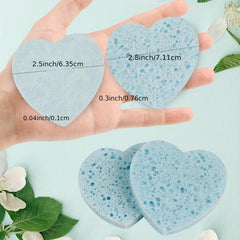 Heart Shape Facial Sponges Compressed Natural Cleansing Pads