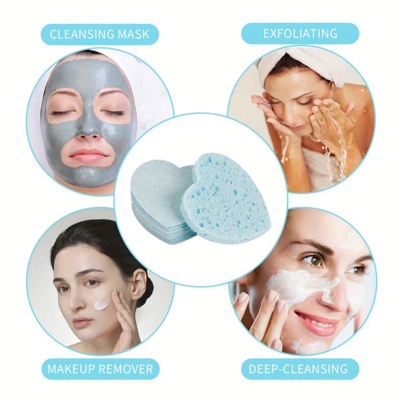 Heart Shape Facial Sponges Compressed Natural Cleansing Pads