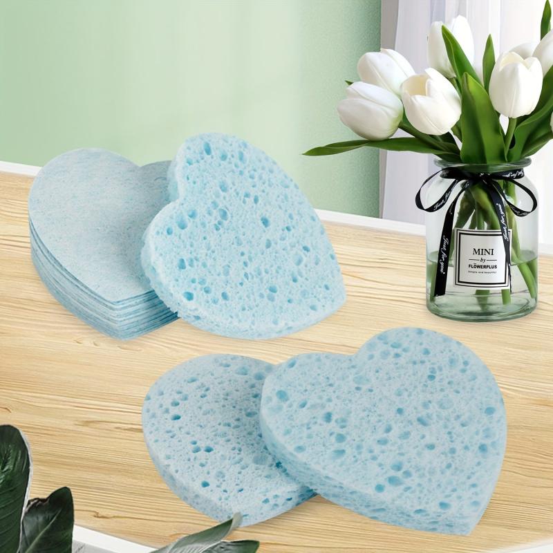 Heart Shape Facial Sponges Compressed Natural Cleansing Pads