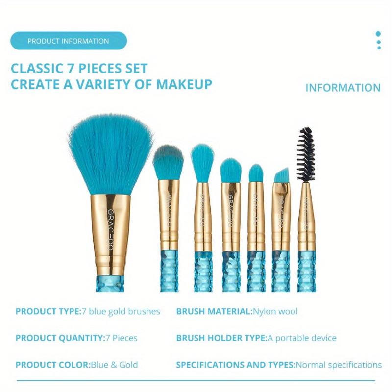 7pcs Makeup Brush Kit Crystal Handle Ideal Gift For Friends & Girls