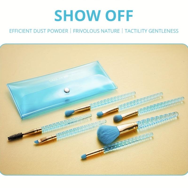 7pcs Makeup Brush Kit Crystal Handle Ideal Gift For Friends & Girls