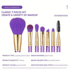 7pcs Makeup Brush Kit Crystal Handle Ideal Gift For Friends & Girls