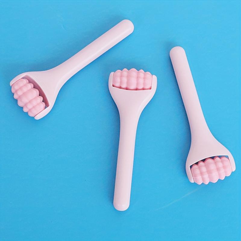 3pcs Pink Eye Massage Roller Silicone Wheel Beauty Tool