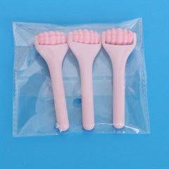 3pcs Pink Eye Massage Roller Silicone Wheel Beauty Tool