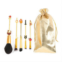 5pcs Anime Makeup Brush Set with Foundation, Eyeshadow, and Eyebrow Brushes