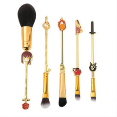 5pcs Anime Makeup Brush Set with Foundation, Eyeshadow, and Eyebrow Brushes