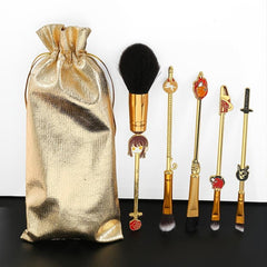 5pcs Anime Makeup Brush Set with Foundation, Eyeshadow, and Eyebrow Brushes