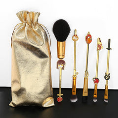 5pcs Anime Makeup Brush Set with Foundation, Eyeshadow, and Eyebrow Brushes