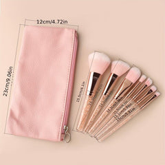 7pcs Pink Crystal Makeup Brushes Set with Synthetic Bristles and Travel Case
