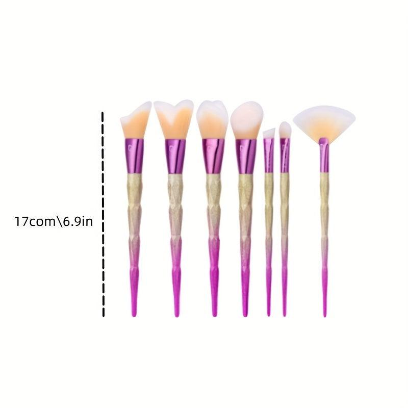 7pcs Colorful Makeup Brush Kit for Eyes & Face - Cruelty-Free Soft Bristles