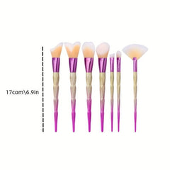 7pcs Colorful Makeup Brush Kit for Eyes & Face - Cruelty-Free Soft Bristles