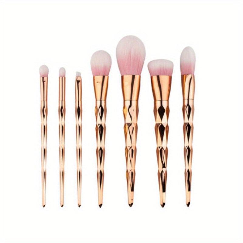 7pcs Colorful Makeup Brush Kit for Eyes & Face - Cruelty-Free Soft Bristles