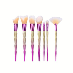 7pcs Colorful Makeup Brush Kit for Eyes & Face - Cruelty-Free Soft Bristles
