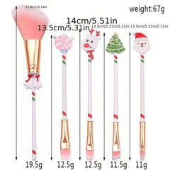 Christmas Theme Makeup Brush Set 5pcs Gift For Girls And Women