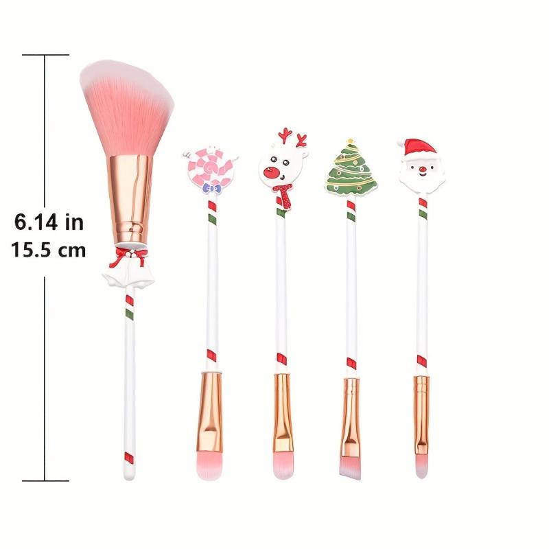 Christmas Theme Makeup Brush Set 5pcs Gift For Girls And Women