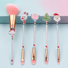 Christmas Theme Makeup Brush Set 5pcs Gift For Girls And Women