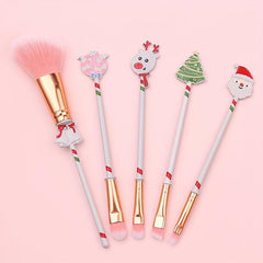 Christmas Theme Makeup Brush Set 5pcs Gift For Girls And Women