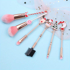 Christmas Theme Makeup Brush Set 5pcs Gift For Girls And Women