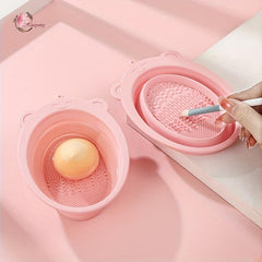 Silicone Brush Cleaning Mat and Bowl Set for Makeup Brushes
