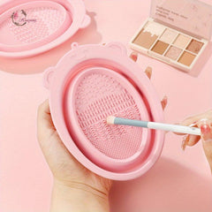 Silicone Brush Cleaning Mat and Bowl Set for Makeup Brushes