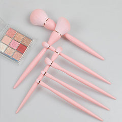 7pcs Ergonomic Portable Makeup Brush Set Hot Pink