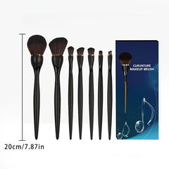 7pcs Ergonomic Portable Makeup Brush Set Hot Pink