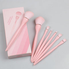 7pcs Ergonomic Portable Makeup Brush Set Hot Pink
