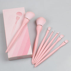 7pcs Ergonomic Portable Makeup Brush Set Hot Pink