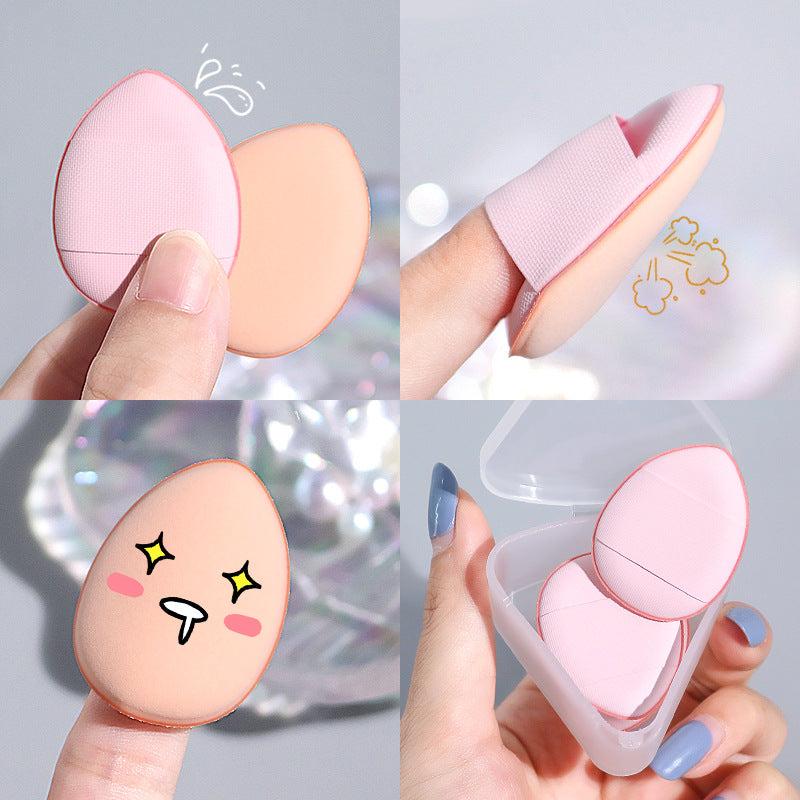 3pcs Mini Powder Puff with Finger Holder and Storage Box