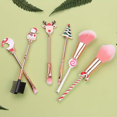 Metal Makeup Brush Set Christmas Tree Holiday Gift