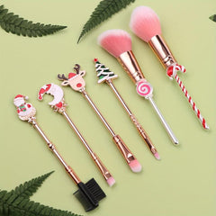 Metal Makeup Brush Set Christmas Tree Holiday Gift