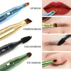 4-In-1 Travel Size Makeup Brush Set Eyeshadow, Eyebrow, Spoolie, Lip Brushes