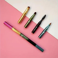 4-In-1 Travel Size Makeup Brush Set Eyeshadow, Eyebrow, Spoolie, Lip Brushes