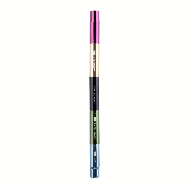 4-In-1 Travel Size Makeup Brush Set Eyeshadow, Eyebrow, Spoolie, Lip Brushes