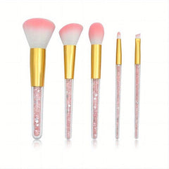 5PCS Crystal Clear Handle Makeup Brush Set for Women