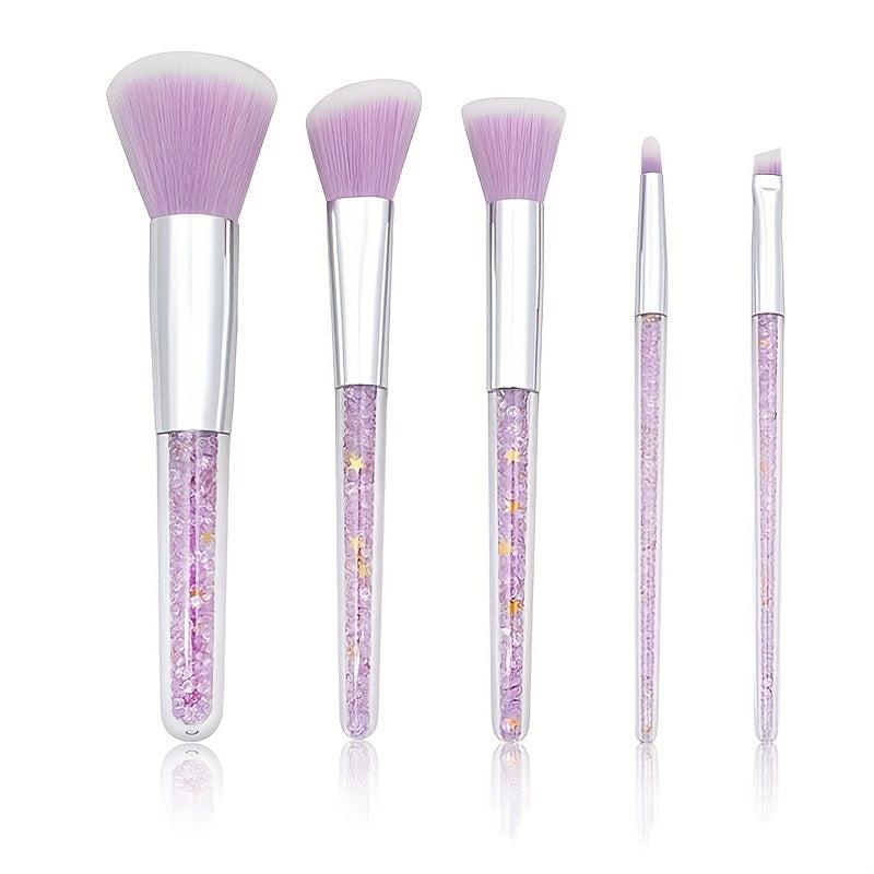5PCS Crystal Clear Handle Makeup Brush Set for Women