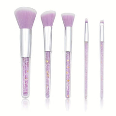 5PCS Crystal Clear Handle Makeup Brush Set for Women