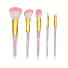 5PCS Crystal Clear Handle Makeup Brush Set for Women