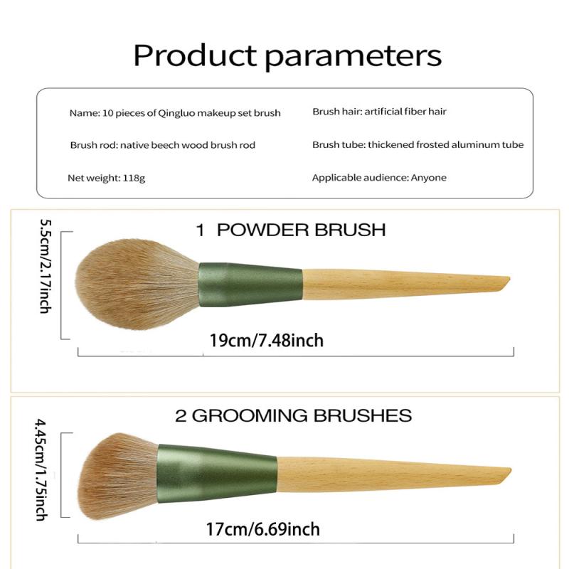 10pcs Makeup Brush Kit Eyeshadow Foundation Blush Highlighter Eyebrow