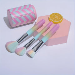 10pcs Gradient Makeup Brush Set With Storage Bucket Case