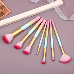10pcs Gradient Makeup Brush Set With Storage Bucket Case