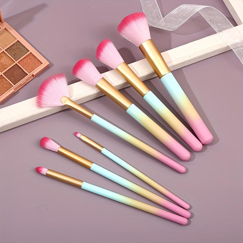 10pcs Gradient Makeup Brush Set With Storage Bucket Case